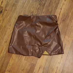 HYFVE Brown Asymmetrical Mini Pencil Skirt